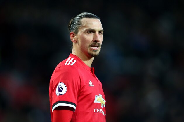 MANCHESTER, ENGLAND - DECEMBER 26:  Zlatan Ibrahimovic of Manchester United looks on during the Premier League match between Manchester United and Burnley at Old Trafford on December 26, 2017 in Manchester, England.  (Photo by Alex Livesey/Getty Images)