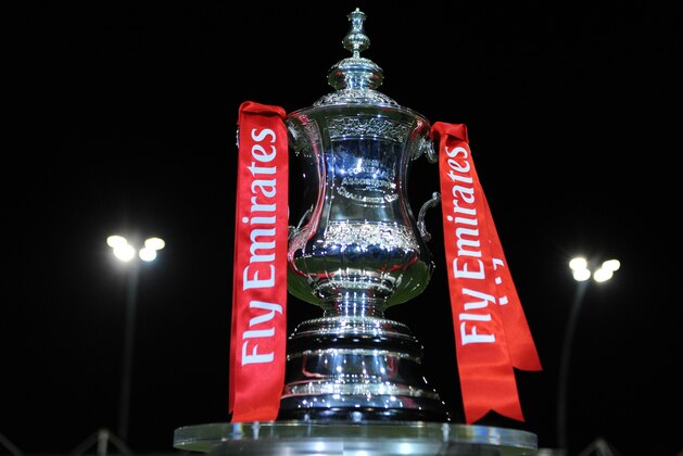 KIRKHAM, ENGLAND - DECEMBER 01: The Emirates FA Cup Second Round trophy is seen before the match between AFC Fylde and Wigan Athletic on December 1, 2017 in Kirkham, England. (Photo by Nathan Stirk/Getty Images)