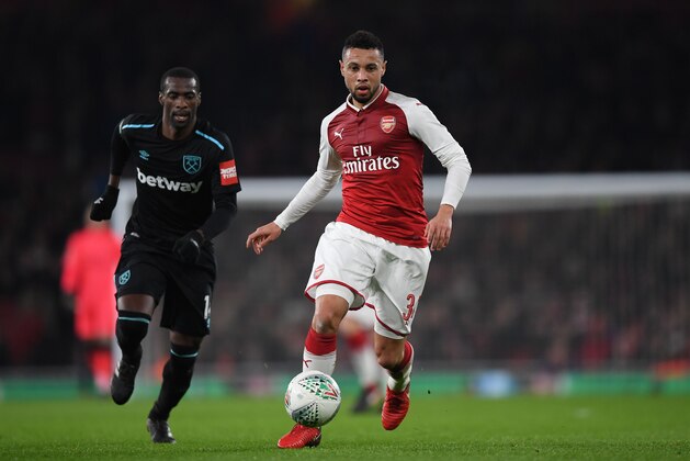 LONDON, ENGLAND - DECEMBER 19:  Francis Coquelin of Arsenal in action during the Carabao Cup quarter final match between Arsenal and West Ham United at Emirates Stadium on December 19, 2017 in London, England. (Photo by Shaun Botterill/Getty Images)