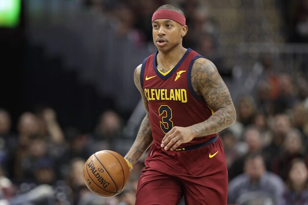 Cleveland Cavaliers' Isaiah Thomas drives in the second half of an NBA basketball game against the Portland Trail Blazers, Tuesday, Jan. 2, 2018, in Cleveland. (AP Photo/Tony Dejak)