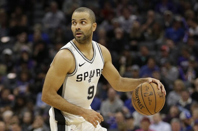 San Antonio Spurs guard Tony Parker during the second half of an NBA basketball game against the Sacramento Kings, Monday, Jan. 8, 2018, in Sacramento, Calif. The Spurs won 107-100. (AP Photo/Rich Pedroncelli)