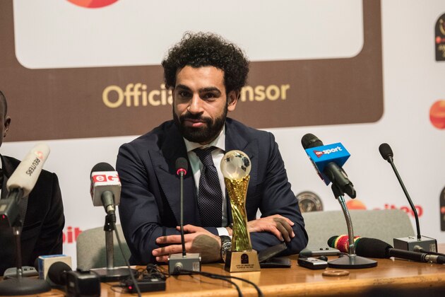 African Footballer of the Year,  Egypt and Liverpool striker Mohammed Salah speaks during a press conference after the CAF awards at the Accra International Press Conference in Accra, on January 4, 2018. / AFP PHOTO / CRISTINA ALDEHUELA        (Photo credit should read CRISTINA ALDEHUELA/AFP/Getty Images)