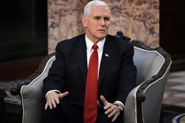 US Vice President Mike Pence speaks during a meeting with Afghan President Ashraf Ghani (not pictured) at the Presidential Palace in Kabul on December 21, 2017. POOL / AFP PHOTO / POOL / MANDEL NGAN        (Photo credit should read MANDEL NGAN/AFP/Getty Images)