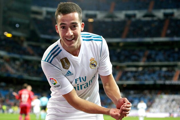, SPAIN - JANUARY 10: Lucas Vazquez of Real Madrid celebrates 1-0  during the Spanish Copa del Rey  match between Real Madrid v Numancia on January 10, 2018 (Photo by Laurens Lindhout/Soccrates/Getty Images)
