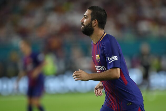 MIAMI GARDENS, FL - JULY 29: Arda Turan of FC Barcelona during the International Champions Cup 2017 match between Real Madrid and FC Barcelona at Hard Rock Stadium on July 29, 2017 in Miami Gardens, Florida. (Photo by Robbie Jay Barratt - AMA/Getty Images)