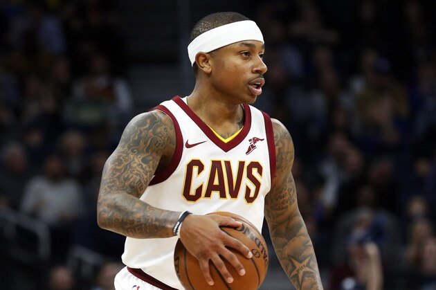 Cleveland Cavaliers' Isaiah Thomas plays against the Minnesota Timberwolves in the second half of an NBA basketball game Monday, Jan. 8, 2018, in Minneapolis. (AP Photo/Jim Mone)