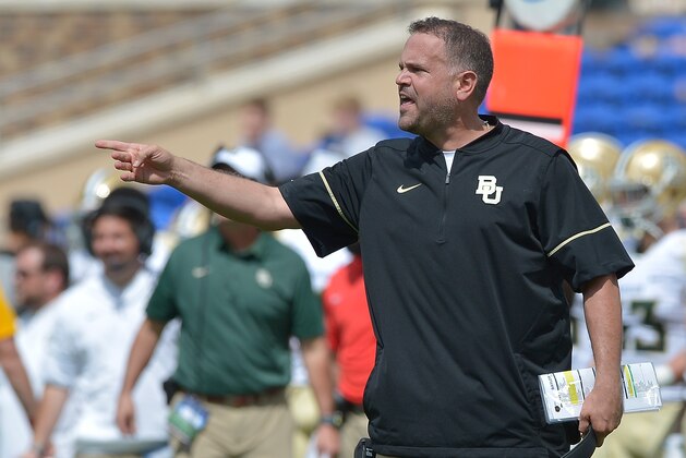 DURHAM, NC - SEPTEMBER 16:  Head coach Matt Rhule of the Baylor Bears watches during the game against the Duke Blue Devils at Wallace Wade Stadium on September 16, 2017 in Durham, North Carolina.  (Photo by Grant Halverson/Getty Images)