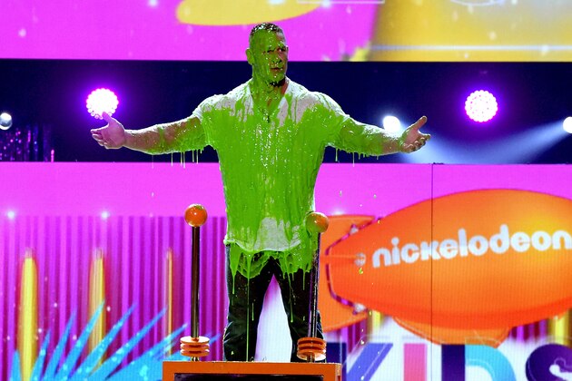 LOS ANGELES, CA - MARCH 11:  Host John Cena gets slimed onstage at Nickelodeon's 2017 Kids' Choice Awards at USC Galen Center on March 11, 2017 in Los Angeles, California.  (Photo by Kevin Winter/Getty Images)