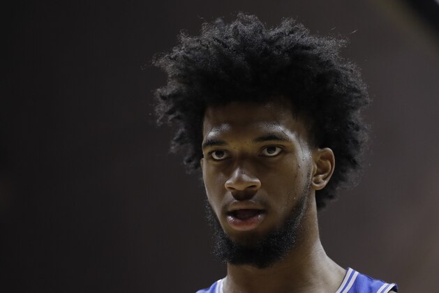Duke's Marvin Bagley III in action during the second half of an NCAA college basketball game against Indiana, Wednesday, Nov. 29, 2017, in Bloomington, Ind. Duke won 91-81. (AP Photo/Darron Cummings)