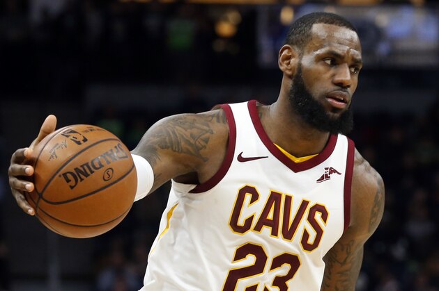 Cleveland Cavaliers' LeBron James plays against the Minnesota Timberwolves in the second half of an NBA basketball game Monday, Jan. 8, 2018, in Minneapolis. (AP Photo/Jim Mone)