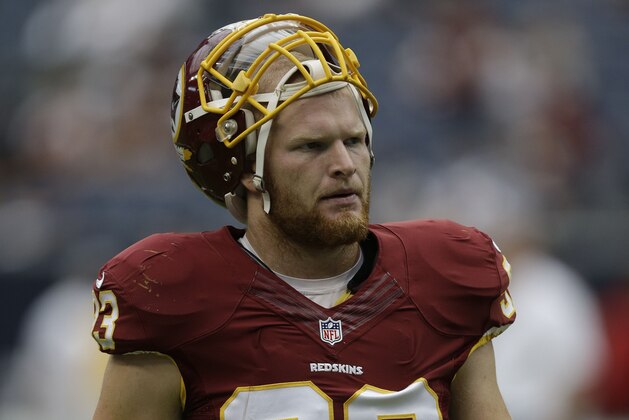 Washington Redskins linebacker Trent Murphy (93) warms up before an NFL football game Sunday, Sept. 7, 2014, in Houston. (AP Photo/David J. Phillip)