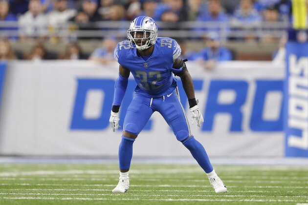 Detroit Lions strong safety Tavon Wilson waits on the snap during the first half of an NFL football game against the Pittsburgh Steelers, Sunday, Oct. 29 2017, in Detroit. (AP Photo/Paul Sancya)