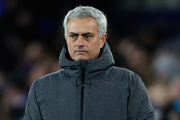 LIVERPOOL, ENGLAND - JANUARY 01:  Jose Mourinho, Manager of Manchester United looks on from the sideline during the Premier League match between Everton and Manchester United at Goodison Park on January 1, 2018 in Liverpool, England.  (Photo by Chris Brunskill Ltd/Getty Images)