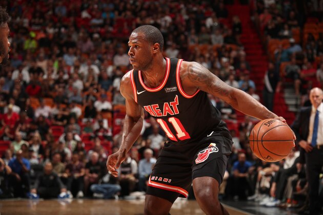 MIAMI, FL - DECEMBER 22: Dion Waiters #11 of the Miami Heat handles the ball against the Dallas Mavericks on December 22, 2017 at American Airlines Arena in Miami, Florida. NOTE TO USER: User expressly acknowledges and agrees that, by downloading and/or using this photograph, user is consenting to the terms and conditions of the Getty Images License Agreement. Mandatory Copyright Notice: Copyright 2017 NBAE (Photo by Issac Baldizon/NBAE via Getty Images)