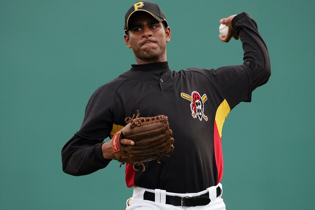 BRADENTON, FL - MARCH 27:  Rinku Singh of the Pittsburgh Pirates works out at the Pirates minor league training facility on March 27, 2009 in Bradenton, Florida.  (Photo by Doug Benc/Getty Images)