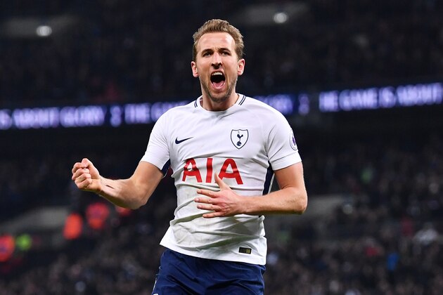 LONDON, ENGLAND - JANUARY 13:  Harry Kane of Tottenham Hotspur celebrates after scoring his sides third goal during the Premier League match between Tottenham Hotspur and Everton at Wembley Stadium on January 13, 2018 in London, England.  (Photo by Justin Setterfield/Getty Images)