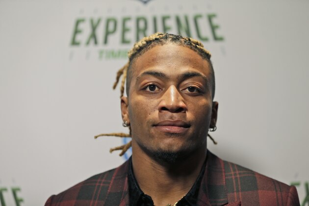 New York Jets Buster Skrine poses for a picture at the opening of