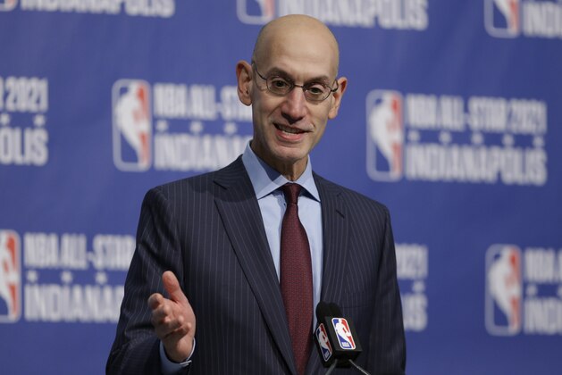 NBA Commissioner Adam Silver announces in Indianapolis, Wednesday, Dec. 13, 2017 that Indianapolis will host the 2021 NBA All-Star game . (AP Photo/Michael Conroy) NBA Commissioner Adam Silver announces in Indianapolis, Wednesday, Dec. 13, 2017 that Indianapolis will host the 2021 NBA All-Star game . (AP Photo/Michael Conroy)