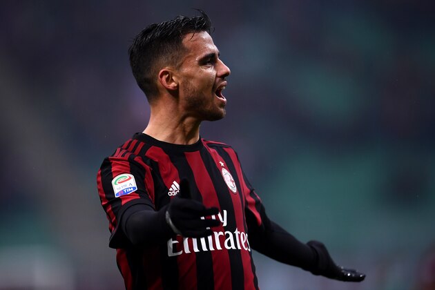 AC Milan's Spanish midfielder Suso reacts during the Italian Serie A football match AC Milan Vs Crotone on January 6, 2018 at the San Siro stadium in Milan.  / AFP PHOTO / MARCO BERTORELLO        (Photo credit should read MARCO BERTORELLO/AFP/Getty Images)