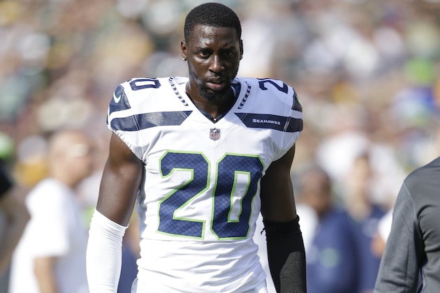 Seattle Seahawks' Jeremy Lane walks off the field after being ejected from the game during the first half of an NFL football game Sunday, Sept. 10, 2017, in Green Bay, Wis. (AP Photo/Jeffrey Phelps)