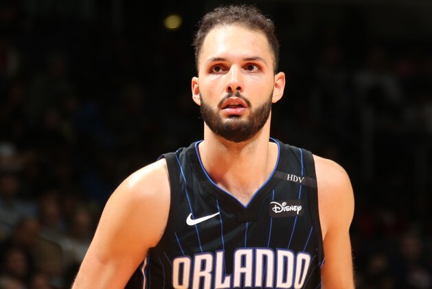WASHINGTON, DC -  JANUARY 12:  Evan Fournier #10 of the Orlando Magic looks on during the game against the Washington Wizards on January 12, 2018 at Capital One Arena in Washington, DC. NOTE TO USER: User expressly acknowledges and agrees that, by downloading and or using this Photograph, user is consenting to the terms and conditions of the Getty Images License Agreement. Mandatory Copyright Notice: Copyright 2018 NBAE (Photo by Ned Dishman/NBAE via Getty Images)