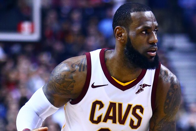 TORONTO, ON - JANUARY 11:  Lebron James #23 of the Cleveland Cavaliers dribbles the ball during to the first half of an NBA game against the Toronto Raptors at Air Canada Centre on January 11, 2018 in Toronto, Canada.  NOTE TO USER: User expressly acknowledges and agrees that, by downloading and or using this photograph, User is consenting to the terms and conditions of the Getty Images License Agreement.  (Photo by Vaughn Ridley/Getty Images)
