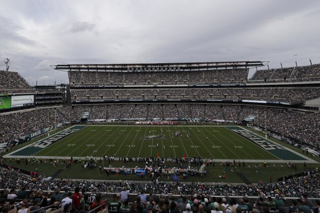 A general view of Lincoln Financial Field is seen during the second half of an NFL football game between the Philadelphia Eagles and the Arizona Cardinals, Sunday, Oct. 8, 2017, in Philadelphia. (AP Photo/Michael Perez)