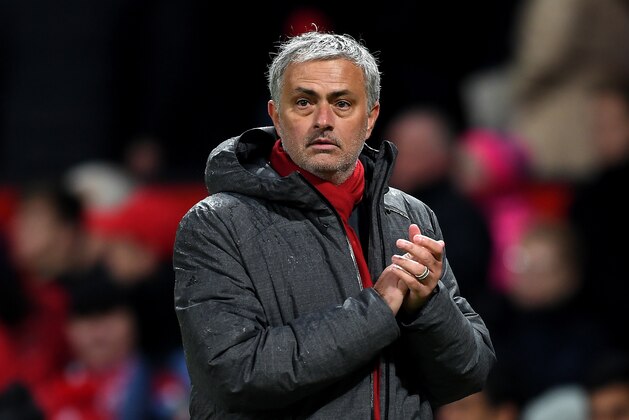MANCHESTER, ENGLAND - JANUARY 15:  Jose Mourinho, Manager of Manchester United reacts after the full time whistle in the Premier League match between Manchester United and Stoke City at Old Trafford on January 15, 2018 in Manchester, England.  (Photo by Michael Regan/Getty Images)
