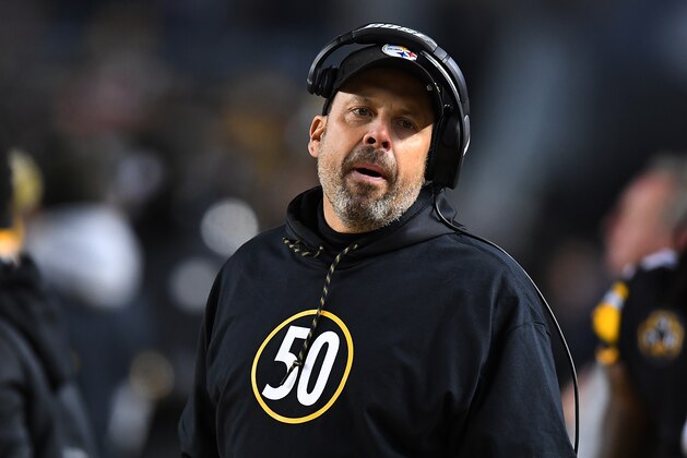PITTSBURGH, PA - DECEMBER 10: Pittsburgh Steelers offensive coordinator Todd Haley wears a shirt honoring Ryan Shazier #50 who was injured in a game last week in the first quarter during the game against the Baltimore Ravens at Heinz Field on December 10, 2017 in Pittsburgh, Pennsylvania. (Photo by Joe Sargent/Getty Images)