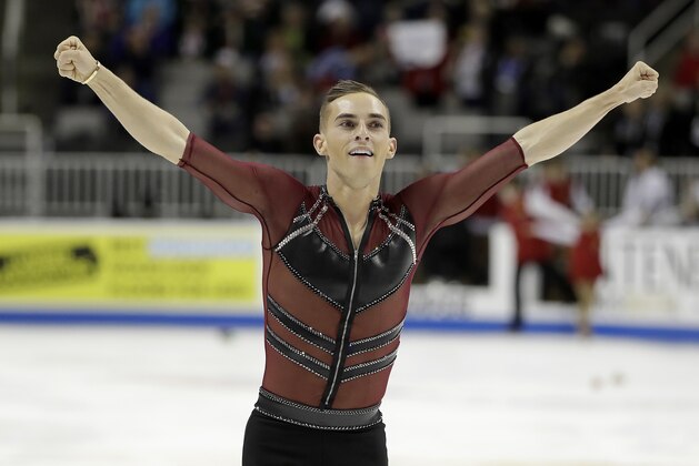 Adam Rippon performs during the men's short program at the U.S. Figure Skating Championships in San Jose, Calif., Thursday, Jan. 4, 2018. (AP Photo/Marcio Jose Sanchez)