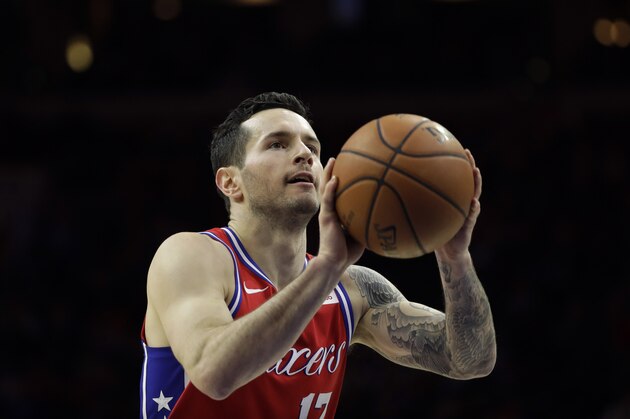 Philadelphia 76ers' JJ Redick in action during an NBA basketball game against the Detroit Pistons, Friday, Jan. 5, 2018, in Philadelphia. (AP Photo/Matt Slocum)