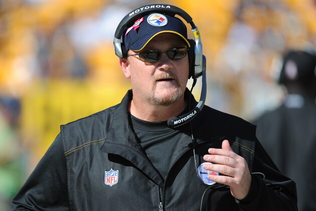 PITTSBURGH, PA - OCTOBER 09:  Quarterbacks coach Randy Fitchner of the Pittsburgh Steelers looks on from the sideline during a game against the Tennessee Titans at Heinz Field on October 9, 2011 in Pittsburgh, Pennsylvania.  The Steelers defeated the Titans 38-17.  (Photo by George Gojkovich/Getty Images)