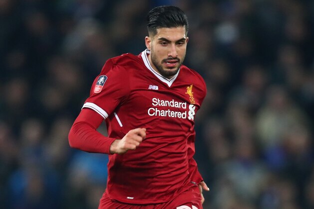 LIVERPOOL, ENGLAND - JANUARY 01:  Emre Can of Liverpool in action during the Premier League match between Everton and Manchester United at Goodison Park on January 1, 2018 in Liverpool, England.  (Photo by Clive Brunskill/Getty Images)