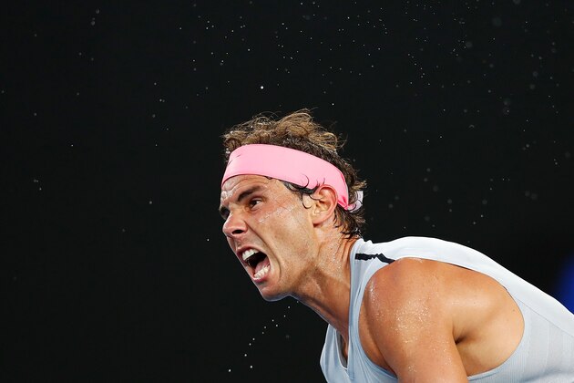 MELBOURNE, AUSTRALIA - JANUARY 19: Rafael Nadal of Spain serves in his third round match against Damir Dzumhur of Bosnia and Herzogovina on day five of the 2018 Australian Open at Melbourne Park on January 19, 2018 in Melbourne, Australia. (Photo by Michael Dodge/Getty Images) MELBOURNE, AUSTRALIA - JANUARY 19: Rafael Nadal of Spain serves in his third round match against Damir Dzumhur of Bosnia and Herzogovina on day five of the 2018 Australian Open at Melbourne Park on January 19, 2018 in Melbourne, Australia. (Photo by Michael Dodge/Getty Images)