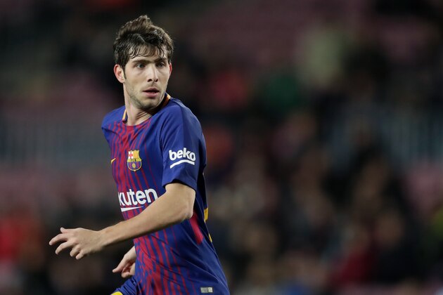 BARCELONA, SPAIN - JANUARY 7: Sergi Roberto of FC Barcelona during the La Liga Santander  match between FC Barcelona v Levante at the Camp Nou on January 7, 2018 in Barcelona Spain (Photo by Laurens Lindhout/Soccrates/Getty Images)