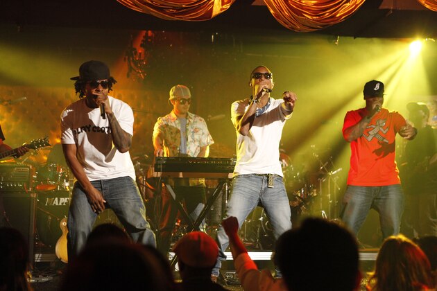 **COMMERCIAL IMAGE** In this image released by Fuse on Monday, Nov. 29, 2010, from left, Shay Haley, Chad Hugo, and Pharrell Williams of the band N.E.R.D appear on a new episode of “Lay It Down,” hosted by Cee Lo Green, airing on Thursday, Dec. 1, 2010 at 11pm EST on Fuse. (Casey Rodgers / AP Images for Fuse)