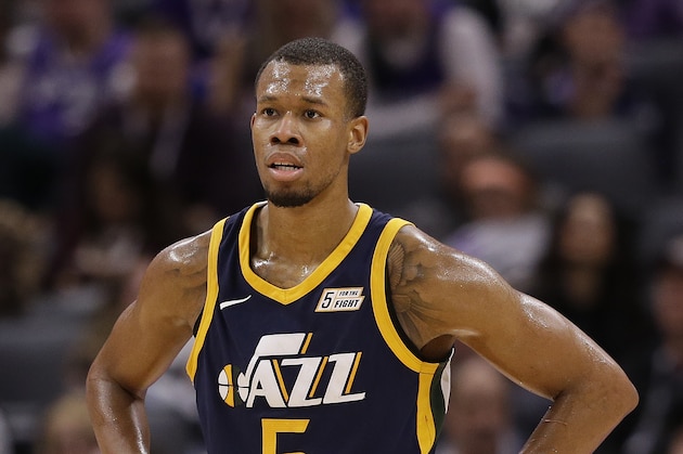Utah Jazz guard Rodney Hood during the second half of an NBA basketball game against the Utah Jazz, Wednesday, Jan. 17, 2018, in Sacramento, Calif. The Jazz won 120-105. (AP Photo/Rich Pedroncelli)