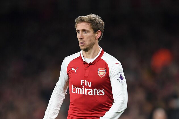 LONDON, ENGLAND - DECEMBER 02:  Nacho Monreal of Arsenal runs with the ball during the Premier League match between Arsenal and Manchester United at Emirates Stadium on December 2, 2017 in London, England.  (Photo by Laurence Griffiths/Getty Images)