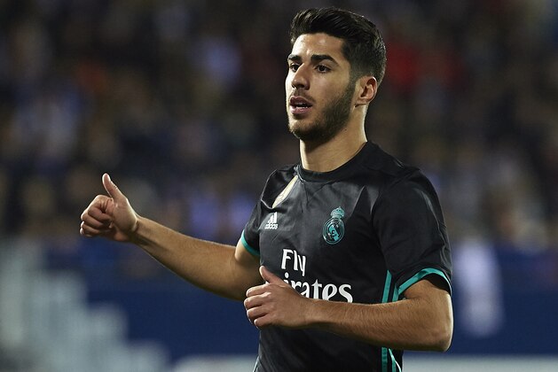 LEGANES, SPAIN - JANUARY 18:  Marco Asensio of Real Madrid CF reacts during the Copa del Rey quarter final first leg match between Real Madrid CF and Club Deportivo Leganes at Estadio Municipal de Butarque on January 18, 2018 in Leganes, Spain.  (Photo by fotopress/Getty Images)