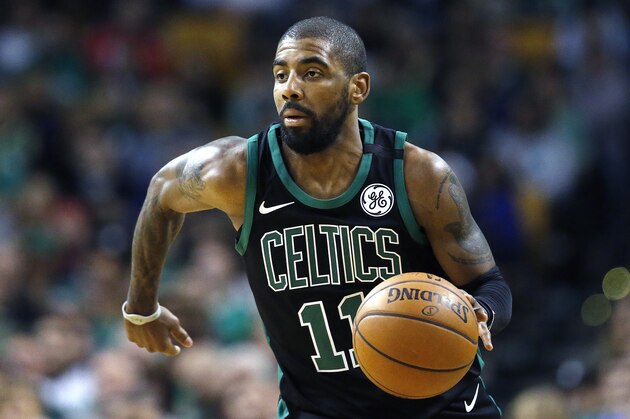 Boston Celtics' Kyrie Irving plays against the Orlando Magic during the first quarter of an NBA basketball game in Boston, Sunday, Jan. 21, 2018. (AP Photo/Michael Dwyer)