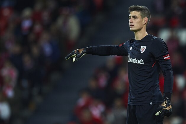 BILBAO, SPAIN - DECEMBER 02:  Kepa Arrizabalaga of Athletic Club reacts during the La Liga match between Athletic Club and Real Madrid at Estadio de San Mames on December 2, 2017 in Bilbao, Spain.  (Photo by Juan Manuel Serrano Arce/Getty Images)