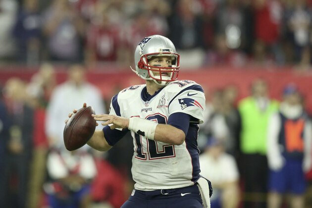 New England Patriots QB Tom Brady #12 in action against the Atlanta Falcons at Super Bowl 51 on Sunday, February 5, 2017 in Houston, TX. (AP Photo/Gregory Payan)
