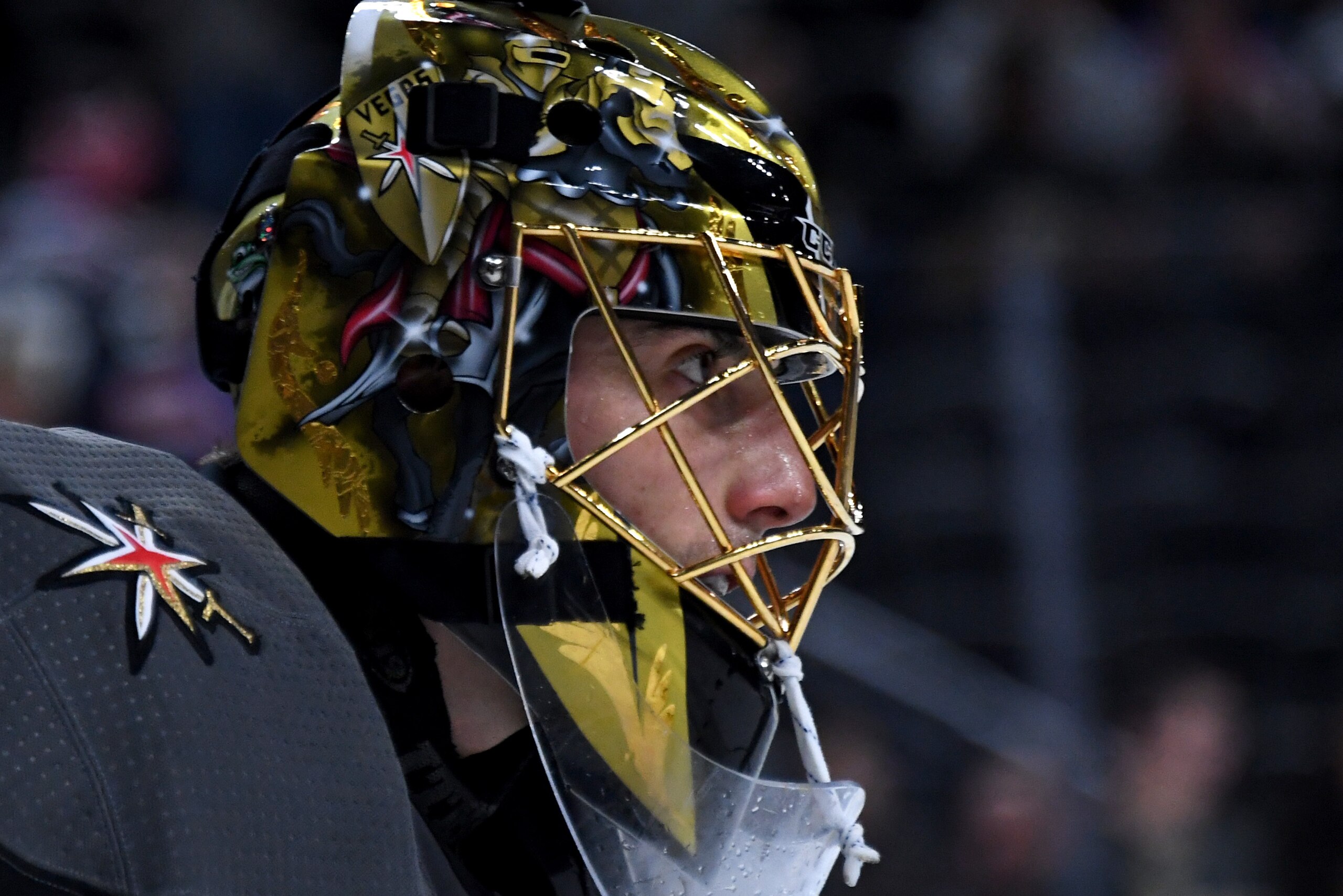 LAS VEGAS, NV - JANUARY 07:  Marc-Andre Fleury #29 of the Vegas Golden Knights warms up before a game against the New York Rangers at T-Mobile Arena on January 7, 2018 in Las Vegas, Nevada. The Golden Knights won 2-1.  (Photo by Ethan Miller/Getty Images)