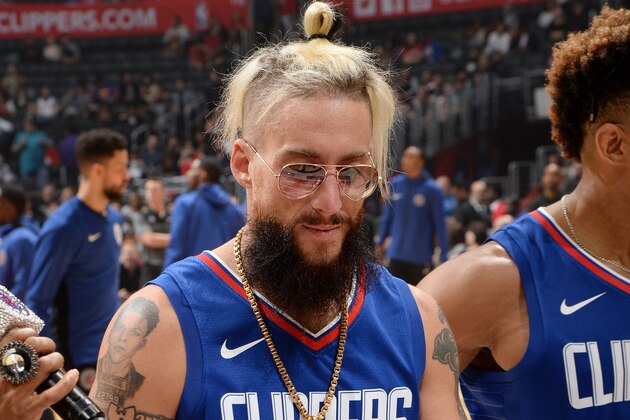 LOS ANGELES, CA - OCTOBER 28: Wrestler Enzo Amore attends the game between the Detroit Pistons and the LA Clippers on October 28, 2017 at STAPLES Center in Los Angeles, California. NOTE TO USER: User expressly acknowledges and agrees that, by downloading and/or using this Photograph, user is consenting to the terms and conditions of the Getty Images License Agreement. Mandatory Copyright Notice: Copyright 2017 NBAE (Photo by Andrew D. Bernstein/NBAE via Getty Images)