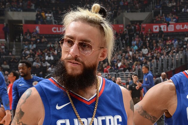 LOS ANGELES, CA - OCTOBER 28: Wrestlers The Miz, Enzo Amore, and Darren Young attend the game between the Detroit Pistons and the LA Clippers on October 28, 2017 at STAPLES Center in Los Angeles, California. NOTE TO USER: User expressly acknowledges and agrees that, by downloading and/or using this Photograph, user is consenting to the terms and conditions of the Getty Images License Agreement. Mandatory Copyright Notice: Copyright 2017 NBAE (Photo by Andrew D. Bernstein/NBAE via Getty Images)