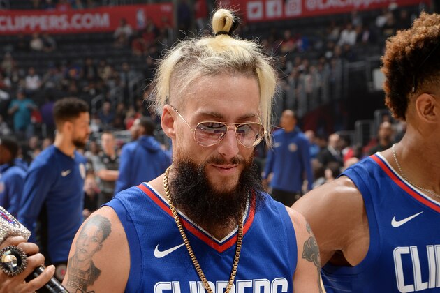 LOS ANGELES, CA - OCTOBER 28: Wrestler Enzo Amore attends the game between the Detroit Pistons and the LA Clippers on October 28, 2017 at STAPLES Center in Los Angeles, California. NOTE TO USER: User expressly acknowledges and agrees that, by downloading and/or using this Photograph, user is consenting to the terms and conditions of the Getty Images License Agreement. Mandatory Copyright Notice: Copyright 2017 NBAE (Photo by Andrew D. Bernstein/NBAE via Getty Images)
