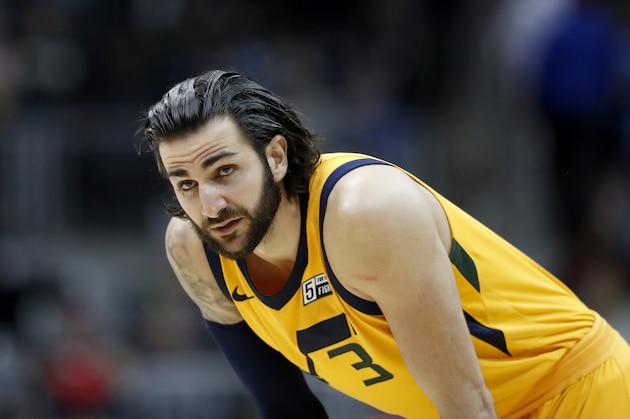 Utah Jazz's Ricky Rubio, of Spain, plays in the fourth quarter of an NBA basketball game against the Atlanta Hawks in Atlanta, Monday, Jan. 22, 2018. (AP Photo/David Goldman)