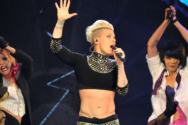 LONDON, ENGLAND - APRIL 24:  Singer Pink performs live on stage during her 'The Truth About Love Tour' at 02 Arena on April 24, 2013 in London, England.  (Photo by Jim Dyson/Getty Images)