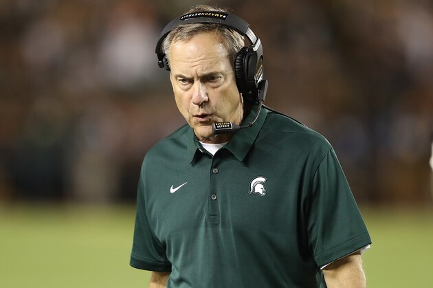ANN ARBOR, MI - OCTOBER 07: Michigan State Spartans head coach Mark Dantonio watches the action during the fourth quarter of the game against the Michigan Wolverines at Michigan Stadium on October 7, 2017 in Ann Arbor, Michigan. Michigan State defeated Michigan 14-10. (Photo by Leon Halip/Getty Images) *** Local *** Mark Dantonio ANN ARBOR, MI - OCTOBER 07: Michigan State Spartans head coach Mark Dantonio watches the action during the fourth quarter of the game against the Michigan Wolverines at Michigan Stadium on October 7, 2017 in Ann Arbor, Michigan. Michigan State defeated Michigan 14-10. (Photo by Leon Halip/Getty Images) *** Local *** Mark Dantonio