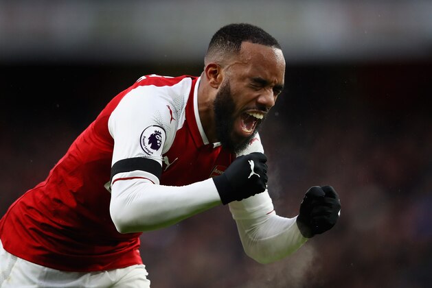 LONDON, ENGLAND - JANUARY 20: Alexandre Lacazette of Arsenal celebrates scoring his side's fourth goal during the Premier League match between Arsenal and Crystal Palace at Emirates Stadium on January 20, 2018 in London, England. (Photo by Clive Mason/Getty Images) LONDON, ENGLAND - JANUARY 20: Alexandre Lacazette of Arsenal celebrates scoring his side's fourth goal during the Premier League match between Arsenal and Crystal Palace at Emirates Stadium on January 20, 2018 in London, England. (Photo by Clive Mason/Getty Images)
